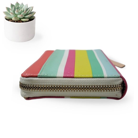 Kate Spade New York Striped Zip Around Wallet Wristlet Multicolor - Picture 4 of 5
